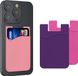 kwmobile Zelfklevende Kaarthouder voor Smartphone - Siliconen - Roze Violet - 8,5x5,5cm
