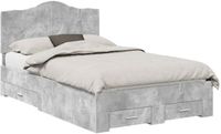 vidaXL Bedframe with Drawer, Concrete Grey, 135 x 190 cm, Engineered Wood