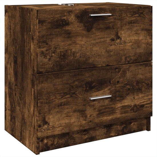 vidaXL Wastafelkast - 59x37x59 cm - Bewerkt Hout - Gerookt Eikenkleurig