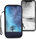 kwmobile hoesje voor smartphones XL - 6,7/6,8" - hoes van Neopreen - Sterrenstelsel en Boom design - blauw / grijs / zwart