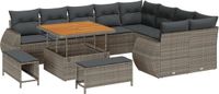 vidaXL Tuinbank Set 12-delig Grijs Polywood