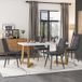 Pangivo Ensemble Table À Manger 117x68 cm et 4 Chaises en Tissu Gris Foncé Effet Marbre Pieds Dorés