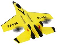 Avion RC - 2,4 GHz - Télécommande à deux canaux - Fabriqué en mousse EPP - 2 hélices de rechange - Jaune