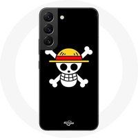 Maniacase Hoesje voor Samsung Galaxy S21 FE One Piece Manga Death's Head Zwarte achtergrond