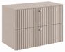3xE living Meuble vasque 80 cm, cachemire, poignées argentées, modèle Bello | 80 x 44,4 x 58,6 cm, 2 tiroirs, plan cachemire pour vasque à poser, suspendu, poignées argentées