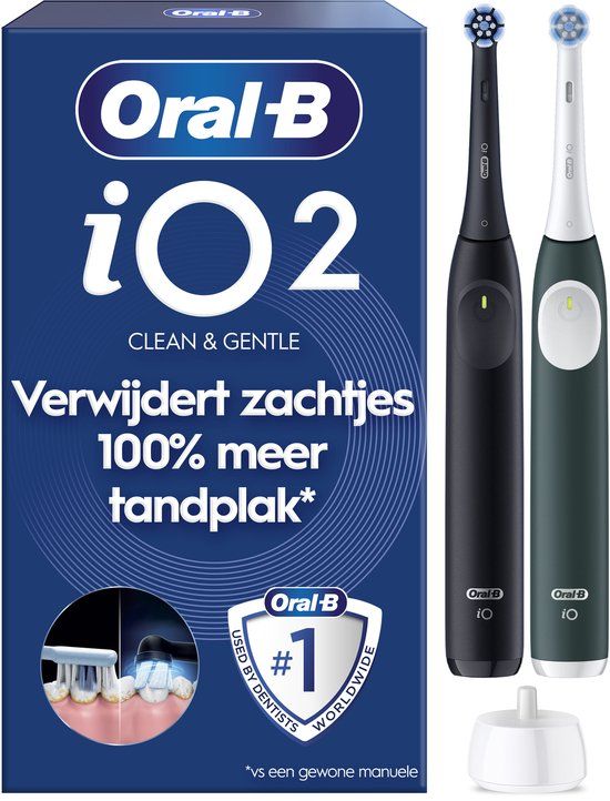 Oral-B iO2 Elektrische Tandenborstels - Night Black & Forest Green - 2 stuks