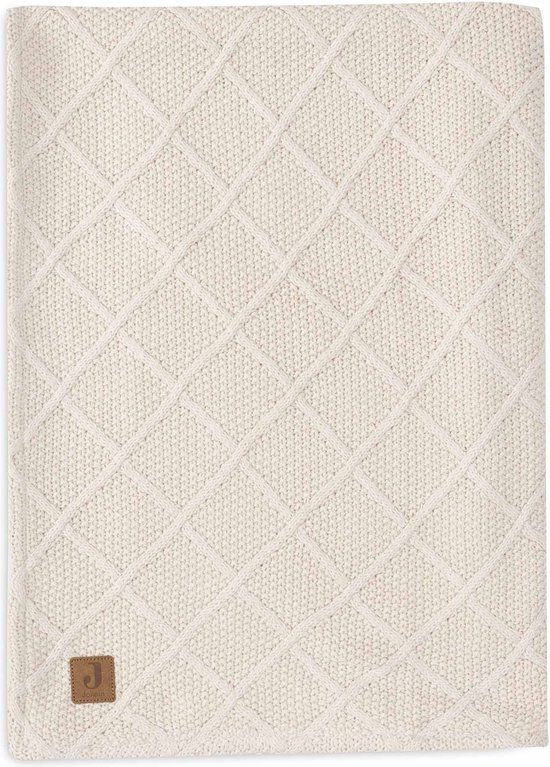 Jollein Deken Ledikant 100x150cm Check Knit - Oatmeal/Teddy Fleece