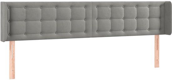 vidaXL Hoofdbord met randen 183x16x78/88 cm fluweel lichtgrijs