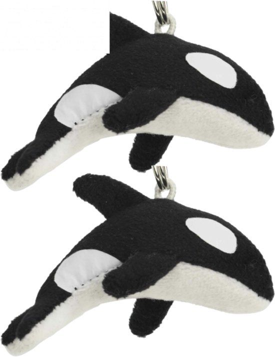 2x Pluche orka knuffel sleutelhanger 6 cm - Multi - Unisex