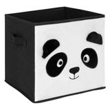 Atmosphera Opbergmand kastmand - voor kinderkamer - dieren thema panda - 29 x 29 x 29 cm - Vakkenkast manden - karton - zwart/wit