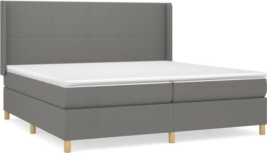vidaXL Boxspring met matras stof donkergrijs 200x200 cm