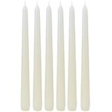Puntige kaarsen, staafkaarsen, tafelkaarsen, tafelkaarsen, kandelaars in set van 6 in wit, levering 6 stuks, afmetingen: H/Ø ca. 25 x 2 cm.