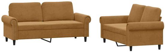 vidaXL 2-delige Loungeset met kussens fluweel bruin