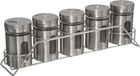 5five Kruidenrekje met 5 kruidenpotjes - 28 cm - RVS - Keukenkruiden potjes - Kruiden bewaren