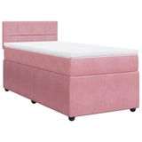vidaXL Boxspringbed met matras, fluweel, roze, 140x200 cm