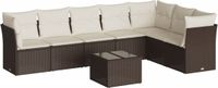 vidaXL 8-delige Loungeset met kussens, polyrattan, bruin
