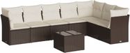 vidaXL Loungeset met kussens, polyrattan, bruin