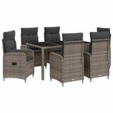 vidaXL Buiten Eettafel Set 7-delig Lichtgrijs en Donkergrijs Poly Rotan