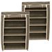 Gerimport Opvouwbaar camping schoenenrek / schoenenkast - 2x - bruin - 60 x 30 x 88 cm