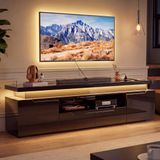 Merkloos TV-meubel 180 cm zwart hoogglans met RGB LED, USB-C, stopcontacten en opbergruimte