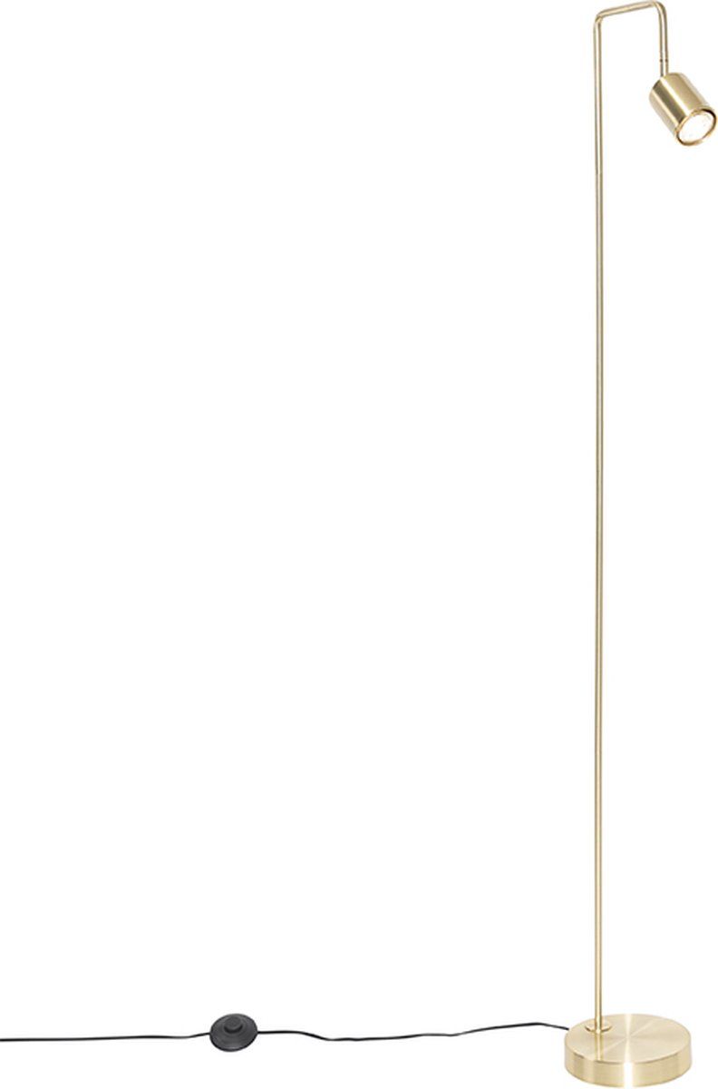 QAZQA Java - Moderne Vloerlamp - Goud/Messing - H 145 cm - Metaal