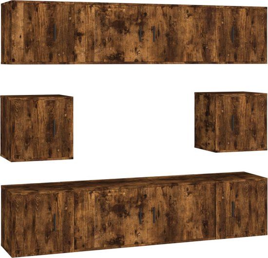 vidaXL 8-delige Tv-meubelset bewerkt hout gerookt eikenkleurig