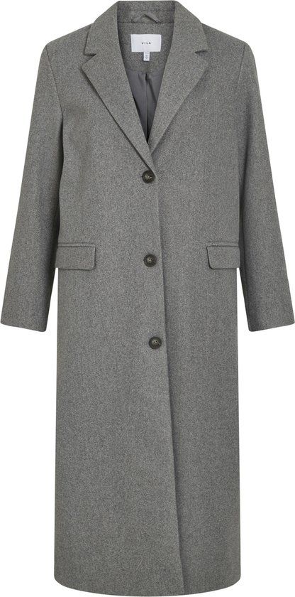 VILA Jas Visolo L/S Coat - Noos - Medium Grey Melange - Maat 42 - Dames
