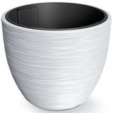 Prosperplast Plantenpot/bloempot Furu Stripes - buiten/binnen - kunststof - wit - D47 x H47 cm - met binnenpot
