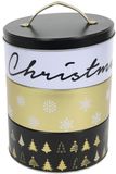 Svenska Living Opbergblik kerst 3-laags zwart-wit-goud ø16,7x22/24,5cm