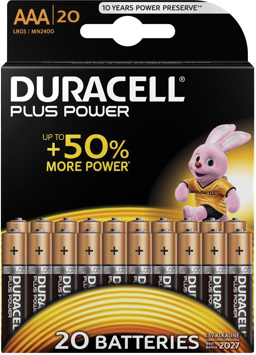 Duracell batterijen AAA Plus Power pak van 20