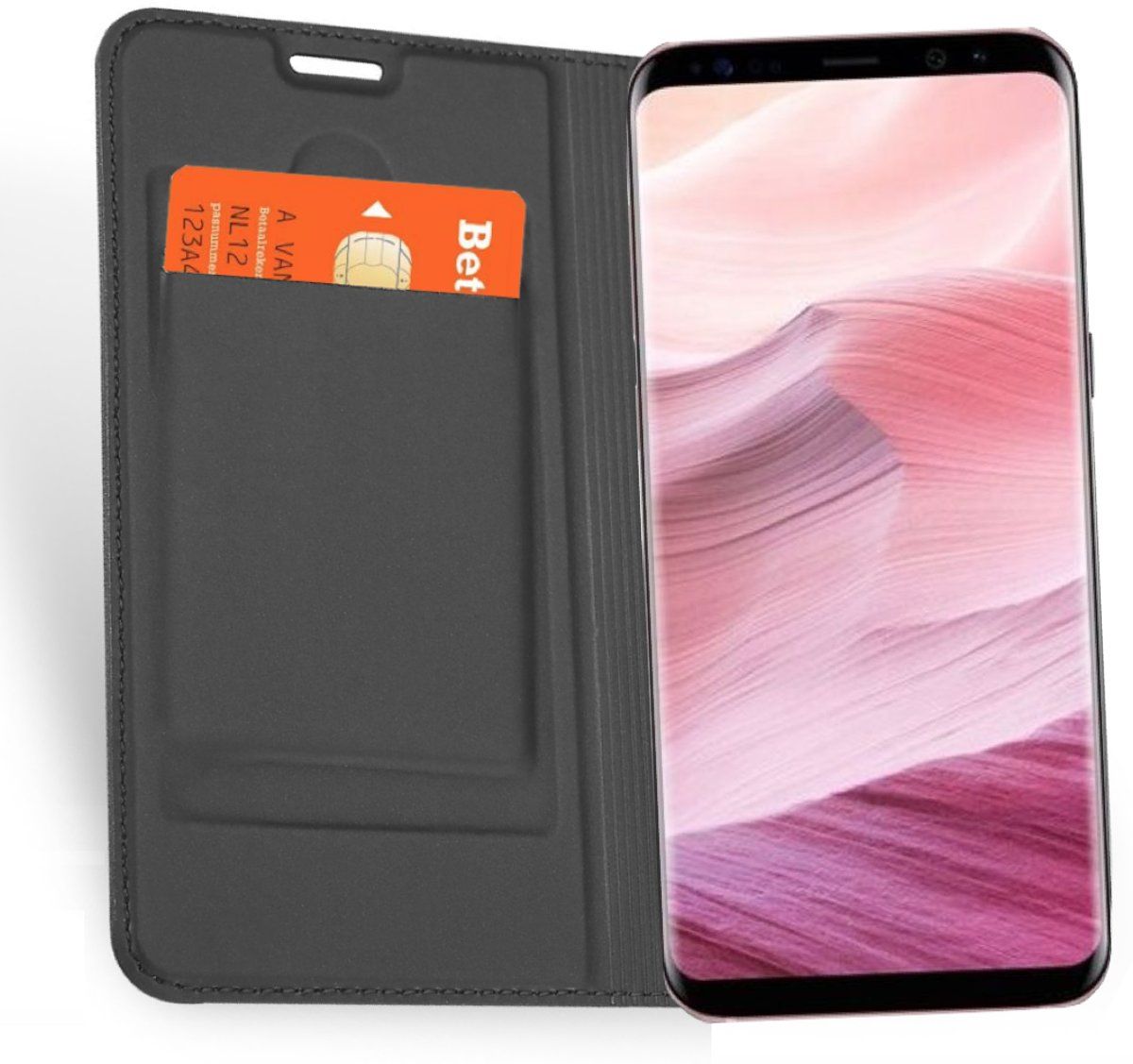 iCall Samsung Galaxy S8+ / S8 Plus - Lederen Wallet Hoesje Grijs - Book Case