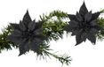 Billiet - Vanlaere Fleur de Noël sur clip - 2x pièces - paillettes noires - plastique - 18 cm