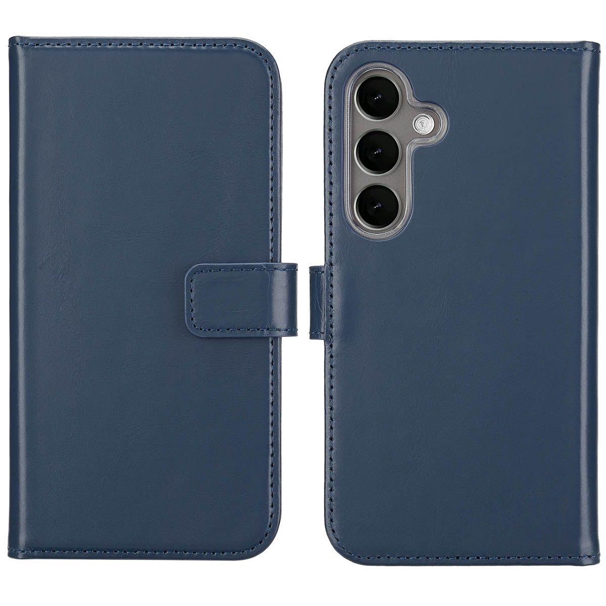 Selencia Echt Leren Bookcase Samsung Galaxy S25 Plus - Blauw
