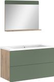 Vicco Meuble de salle de bain Izan, Chêne vert/doré, 3 pièces