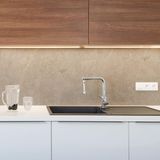 CREARREDA Keukenpaneel, spatbescherming, travertijnsteen motief, 260 x 60 cm, 100% Made in Italy, PVC, vuurvast en waterdicht