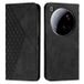 Xiaomi Étui Portefeuille avec fermeture magnétique à motif de losange - Noir
