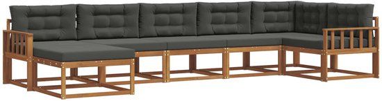 vidaXL - Hoek loungeset - 7 zitplekken - Acacia hout - Natuurlijk en antraciet