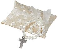 Mopec KD716 Stoffen Armband Parel en Kruis, met 5 Snoepjes, Meerkleurig, 8,5 x 22 cm