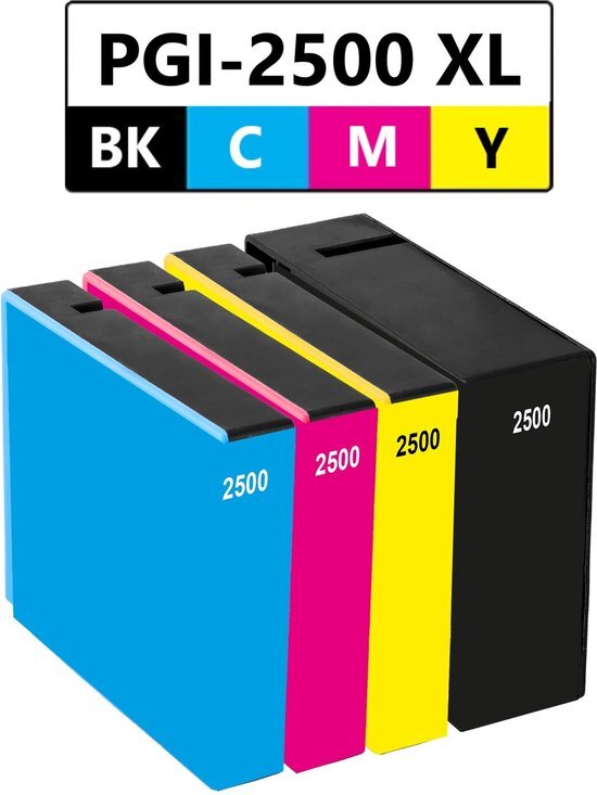 InktDL Compatible inkt cartridges voor Canon PGI2500 / PGI-2500XL | Multipack van 4 inktcartridges voor Canon Maxify IB4050, IB4150, MB5050, MB5150, MB5155, MB5350, MB5450, MB5455