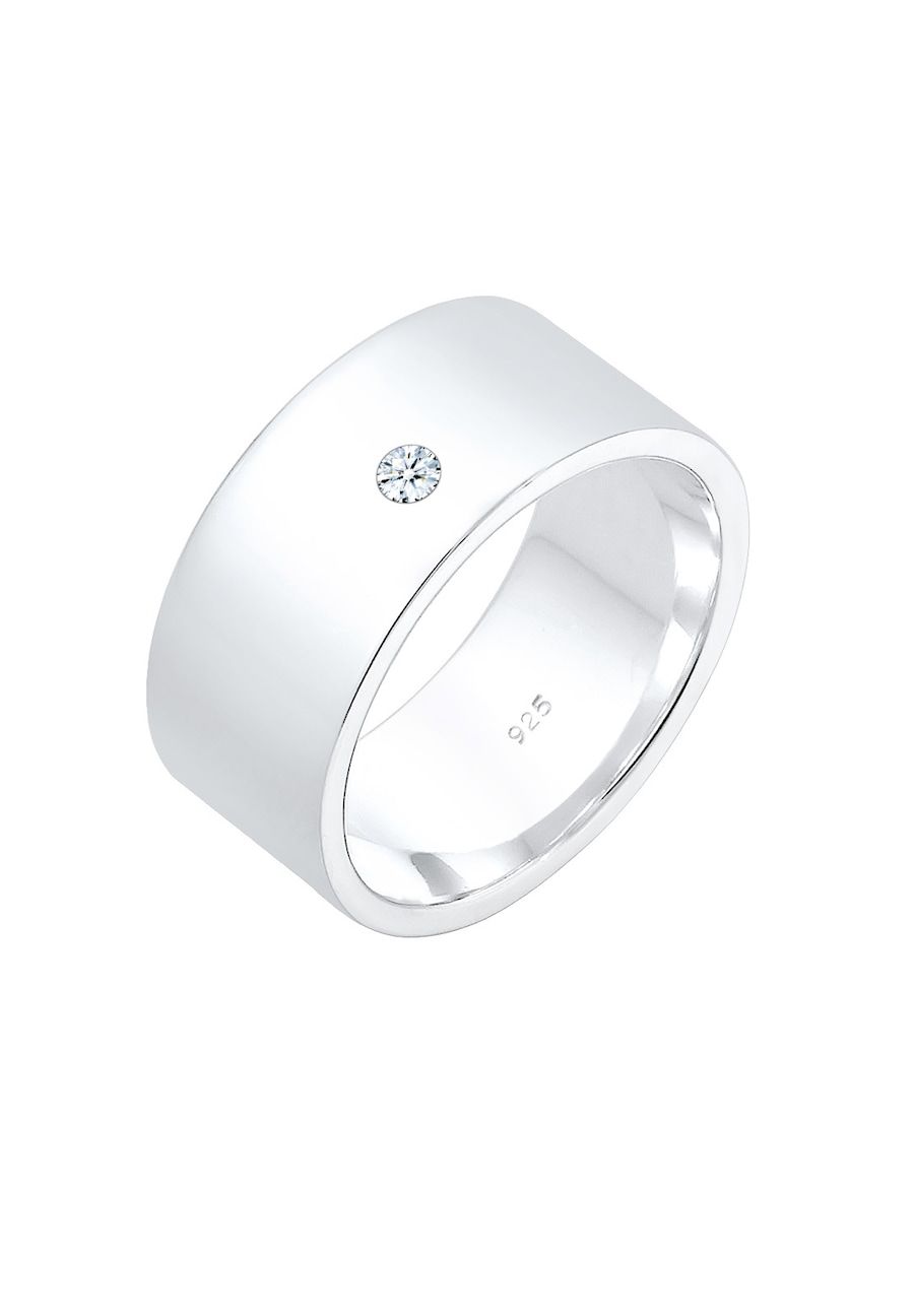 Elli DIAMONDS Ring Dames Basic Modern met Diamant (0,03 ct.) in 925 Sterling Zilver