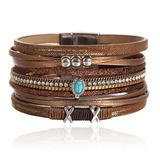 Deja Jewels Deja Boho Armband goudkleurig met turquoise natuursteen in bruin