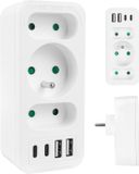 Maclean MCE248 F/W - Stekker - 3-voudige splitter 2x USB-A 2x USB-C - Wit