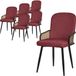ML-Design eetkamerstoelen set van 6 rood gestoffeerde keukenstoelen met armleuningen en rugleuning rotanlook comfortabele ergonomische stoffen eetkamer fauteuils met metalen poten luxe lounge accentstoelen voor eettafel en woonkamer