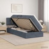 vidaXL LED opbergbed met matras Donkergrijs 100 x 200 cm Fluweel