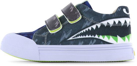 Go Banana's Sneaker Klittenband – Shark - Sneakers Kinderen - Jongens - Green Blue - Canvas - Maat 35