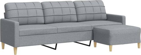 vidaXL Driezitsbank met voetenbank 210 cm stof lichtgrijs