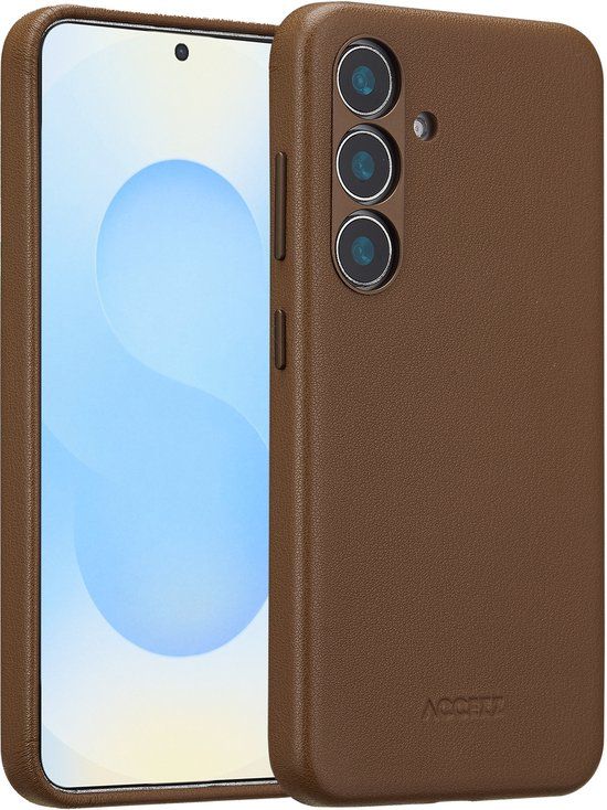 Accezz Hoesje - Geschikt voor Samsung Galaxy S25 - met Magnetische Ring Leather Backcover - Coffee Brown