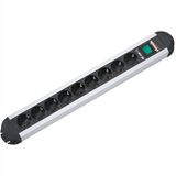 Bachmann PRIMO stekkerdoos 9x geaard contact, aluminium, met schakelaar, 1,75 m