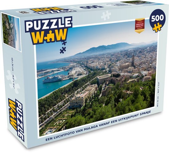 MuchoWow Puzzel Een luchtfoto van Málaga vanaf een uitkijkpunt Spanje - Legpuzzel - Puzzel 500 stukjes