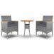 VidaXL 3-delige Tuinset Poly Rattan Grijs